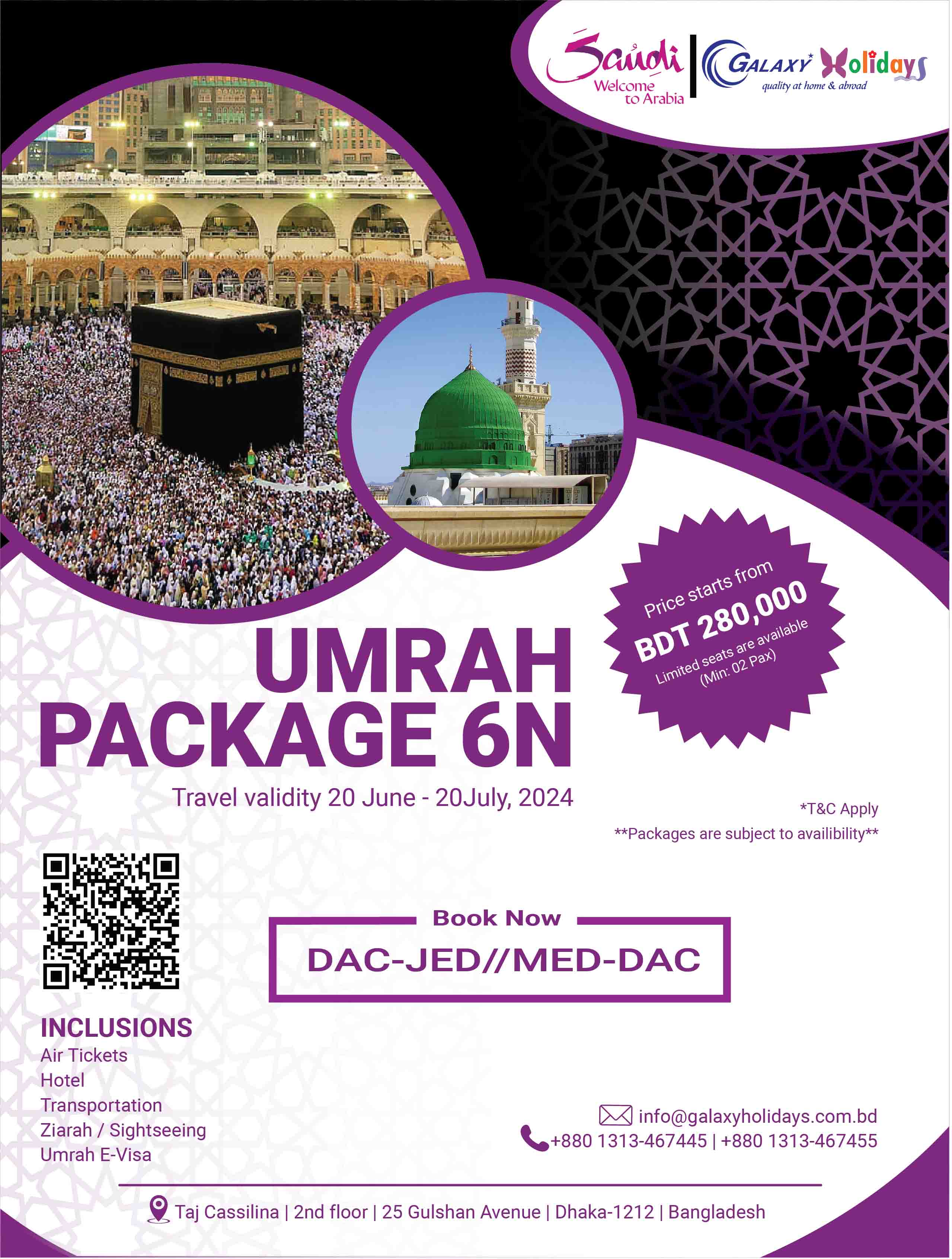 Umrah Packages 6 Nights (Twin Share Basis)